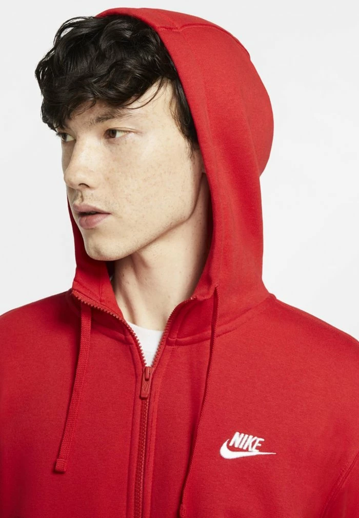 Nike Sportswear CLUB HOODIE - Zip-up Sweatshirt - Red/white - Image 5