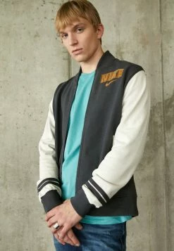 Nike Sportswear RETRO VARSITY - Zip-up Sweatshirt - Dark Smoke Grey