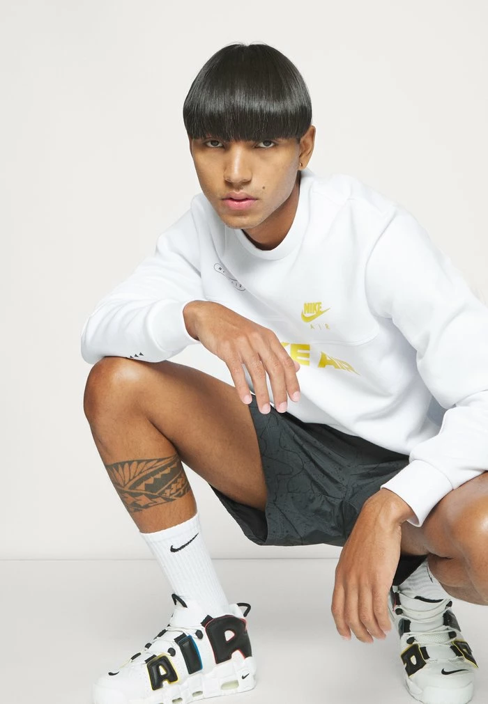 Nike Sportswear AIR CREW - Sweatshirt - White/football Grey/vivid Sulfur - Image 7