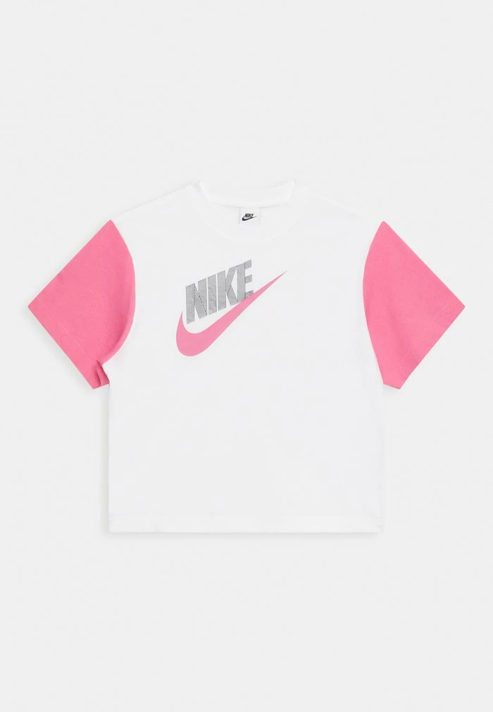 Nike Sportswear BOXY TEE - Print T-shirt - White/pinksicle