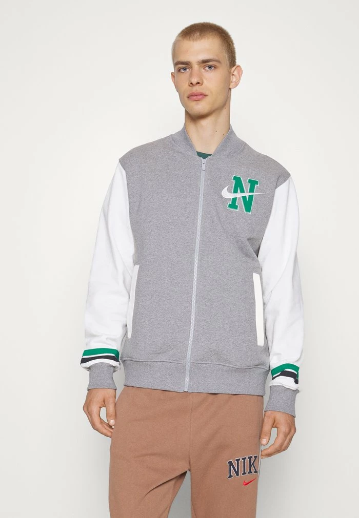 Nike Sportswear RETRO VARSITY - Zip-up Sweatshirt - Dark Grey Heather - Image 4