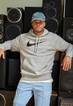 Nike Sportswear REPEAT HOOD - Sweatshirt - Dark Grey Heather/black