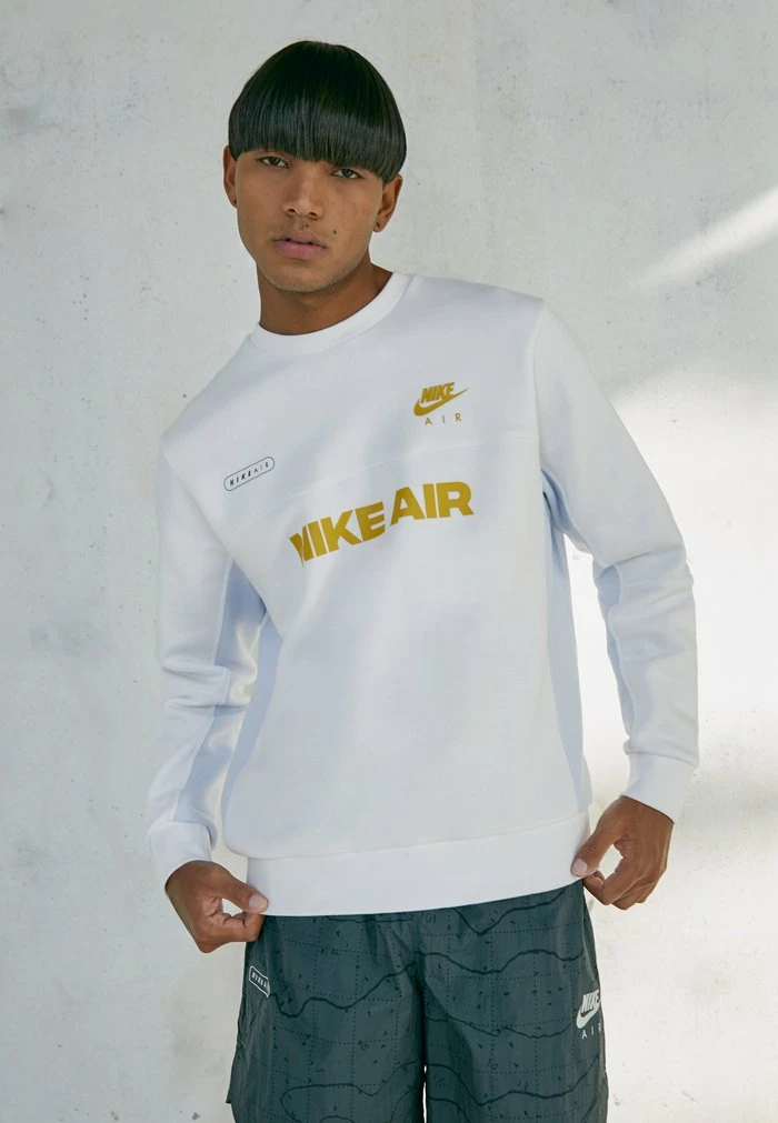 Nike Sportswear AIR CREW - Sweatshirt - White/football Grey/vivid Sulfur - Image 4