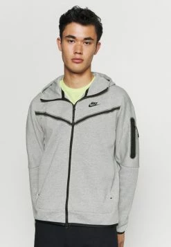 Nike Sportswear HOODIE - Zip-up Sweatshirt - Dk Grey Heather/black