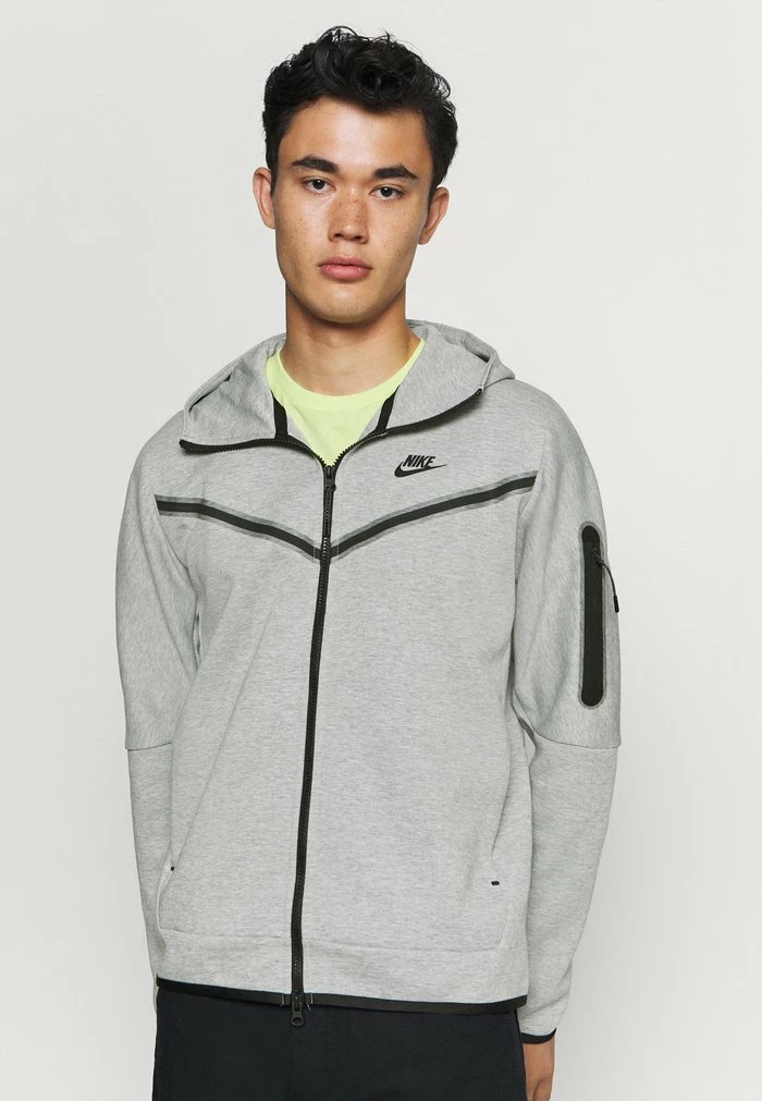 Nike Sportswear HOODIE - Zip-up Sweatshirt - Dk Grey Heather/black