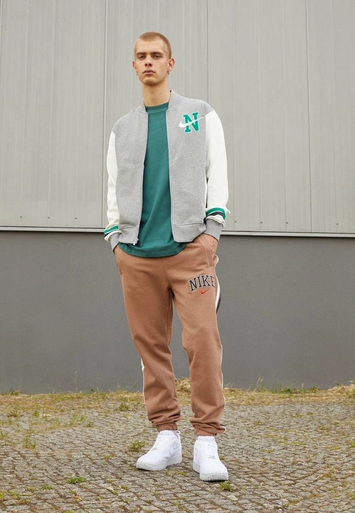 Nike Sportswear RETRO VARSITY - Zip-up Sweatshirt - Dark Grey Heather