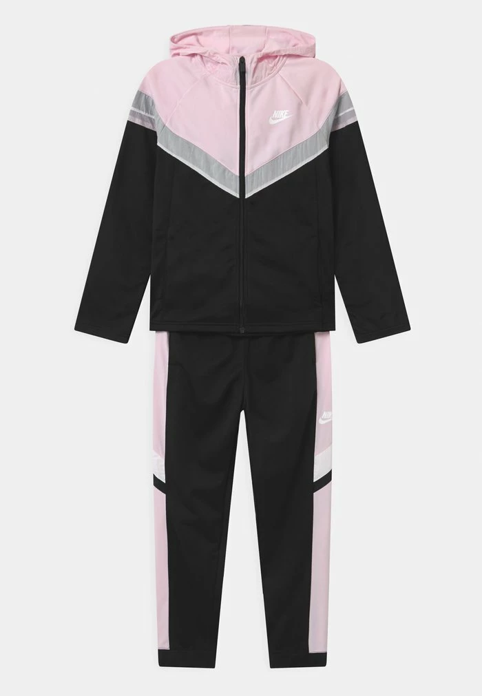 Nike Sportswear POLY SET UNISEX - Tracksuit - Black/pink Foam/white