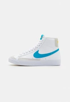 Nike Sportswear BLAZER MID 77 BG UNISEX - High-top Trainers - White/laser Blue/yellow Ochre/light Bone