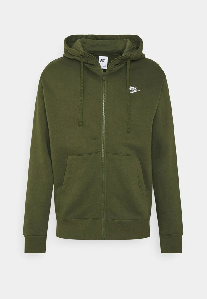 Nike Sportswear CLUB HOODIE - Zip-up Sweatshirt - Rough Green/white