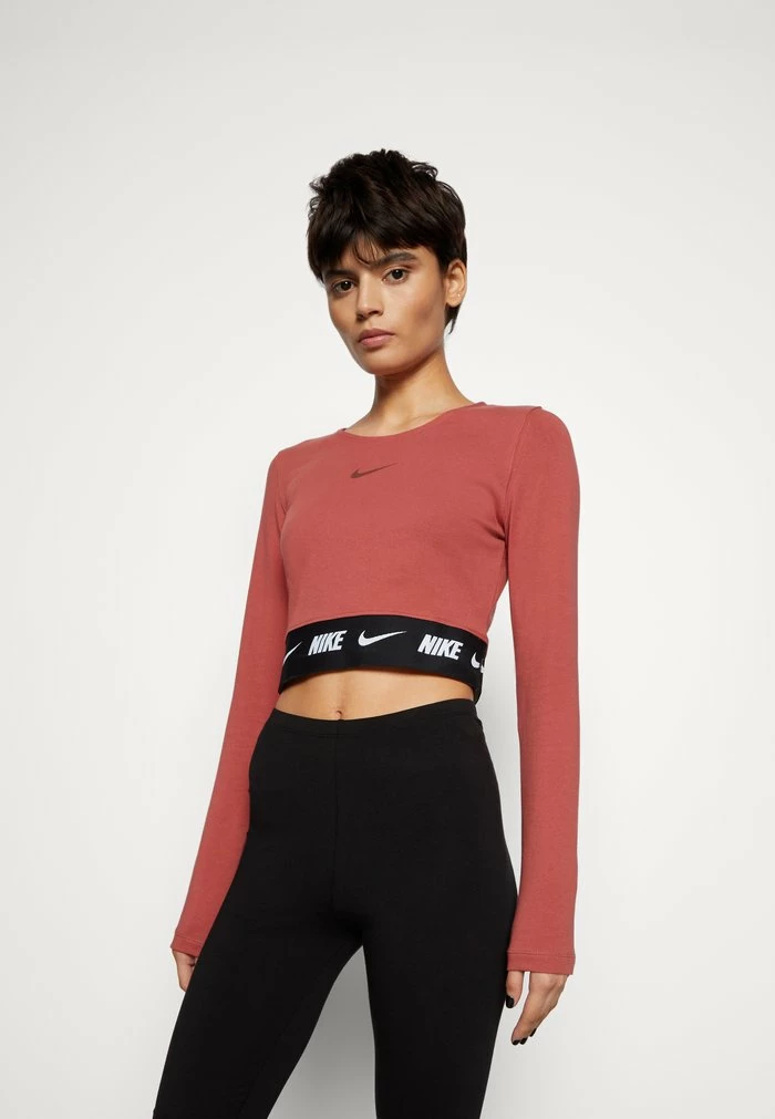 Nike Sportswear CROP TAPE - Long Sleeved Top - Canyon Rust/oxen Brown - Image 4