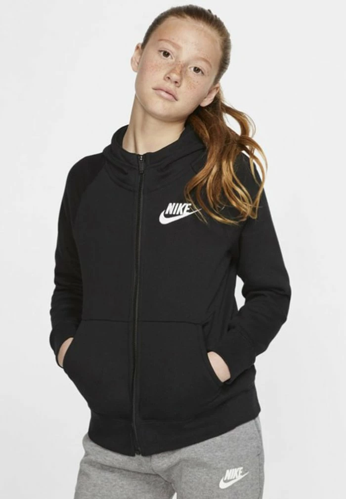 Nike Sportswear CLUB HOODIE - Zip-up Sweatshirt - Black/white