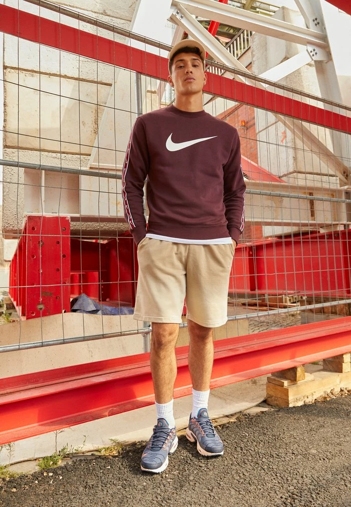 Nike Sportswear REPEAT CREW - Sweatshirt - Burgundy Crush/white