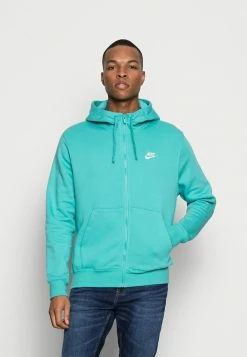 Nike Sportswear CLUB HOODIE - Zip-up Sweatshirt - Washed Teal/white