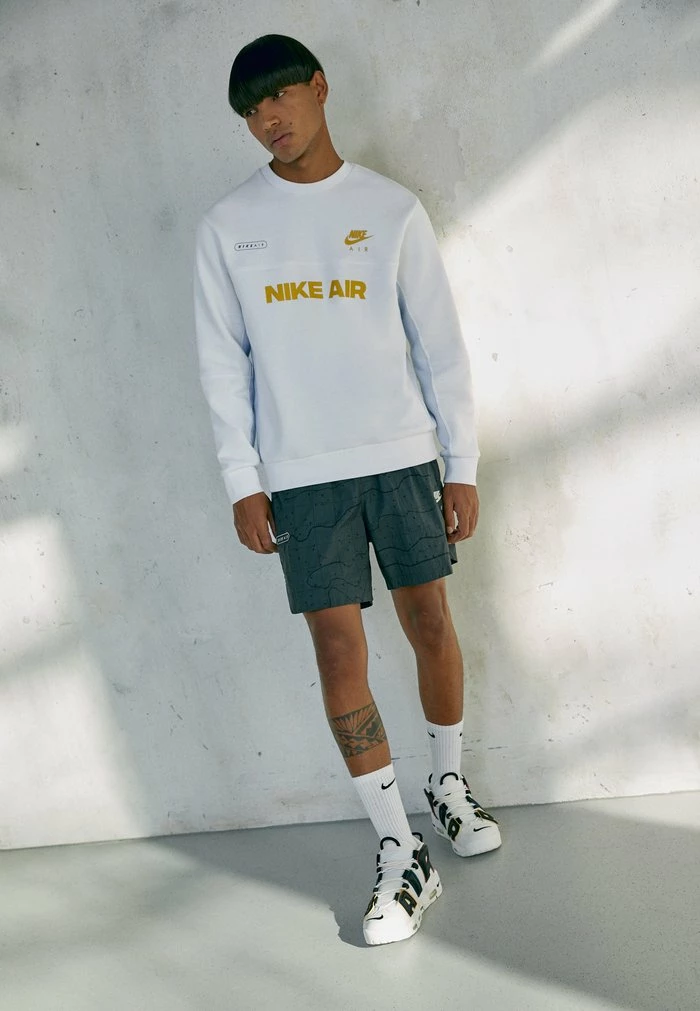 Nike Sportswear AIR CREW - Sweatshirt - White/football Grey/vivid Sulfur