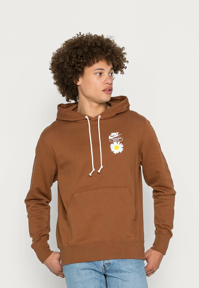 Nike Sportswear HOODIE - Sweatshirt - Pecan/white