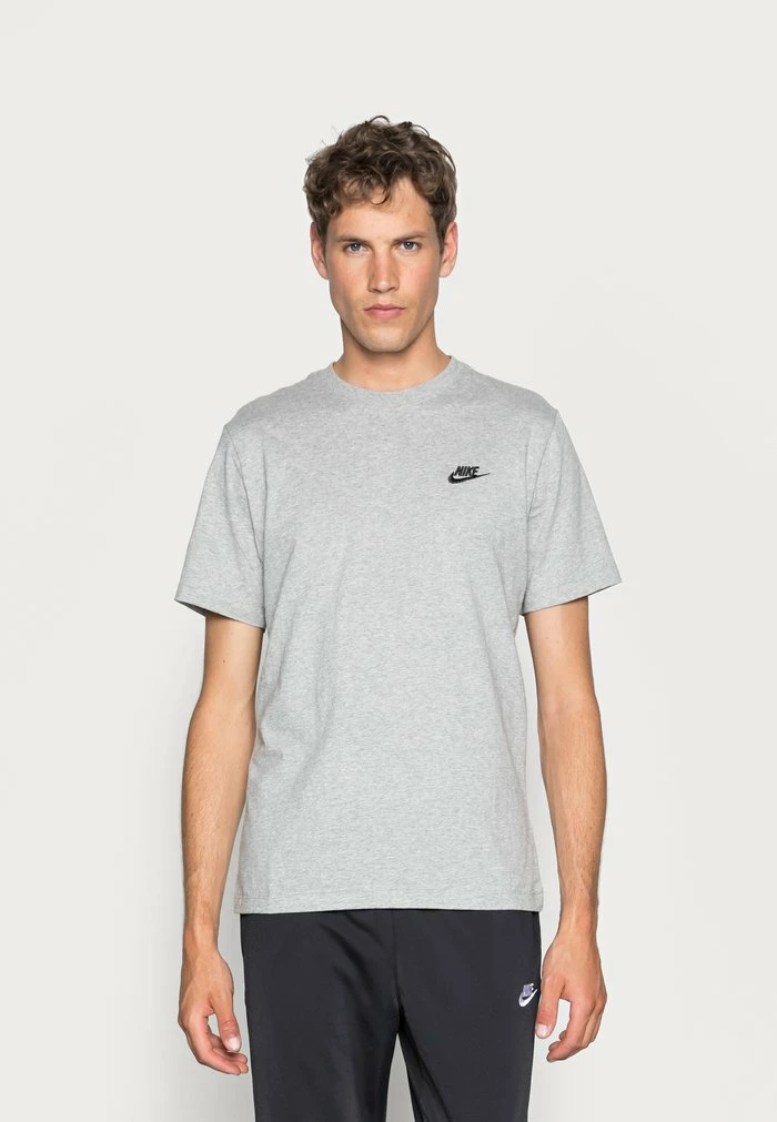 Nike Sportswear CLUB TEE - Basic T-shirt - Dark Grey Heather/black