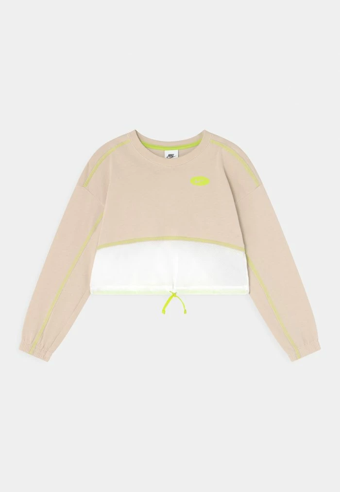 Nike Sportswear CREW - Long Sleeved Top - Sanddrift/white/atomic Green