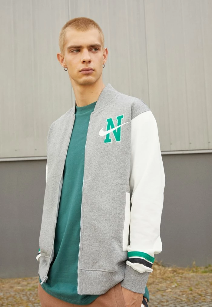 Nike Sportswear RETRO VARSITY - Zip-up Sweatshirt - Dark Grey Heather - Image 3