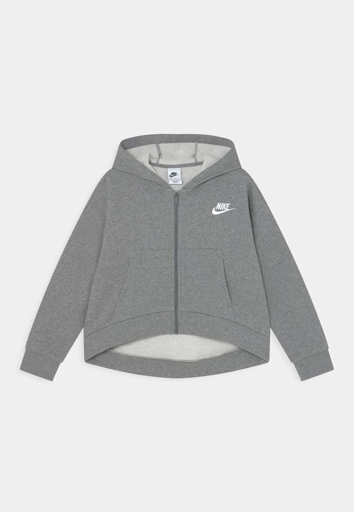 Nike Sportswear CLUB HOODIE - Zip-up Sweatshirt - Carbon Heather/white
