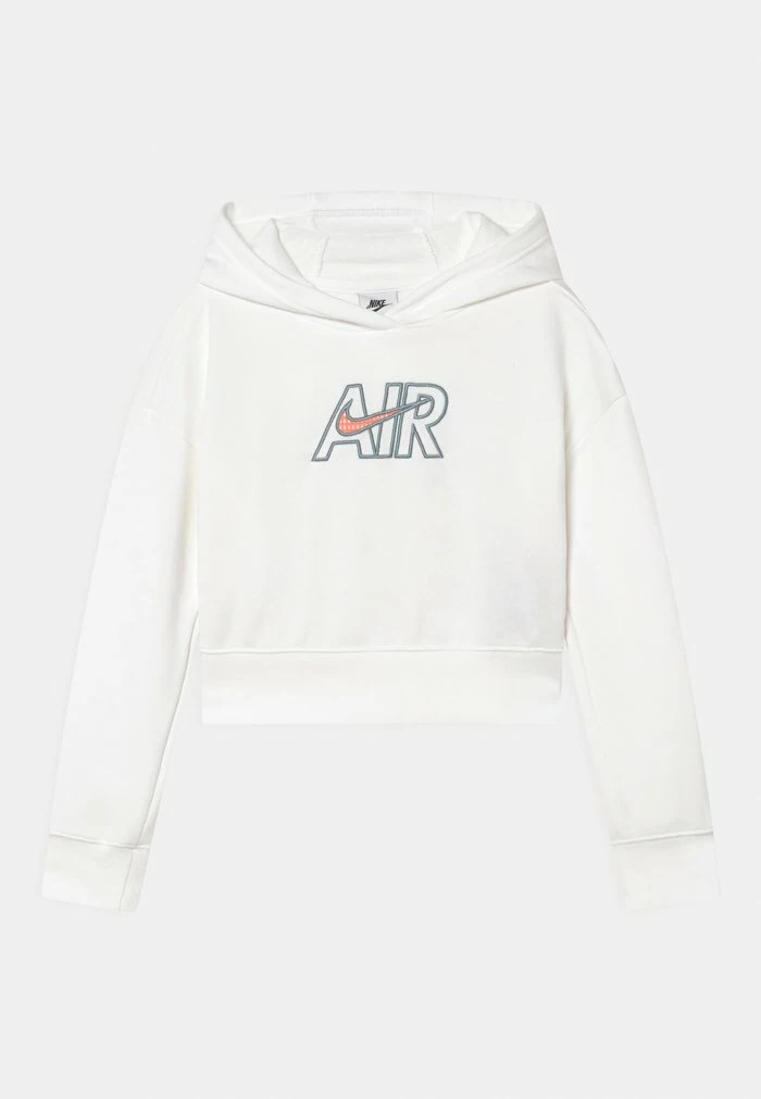 Nike Sportswear AIR CROP HOODIE - Hoodie - White/crimson Bliss/worn Blue