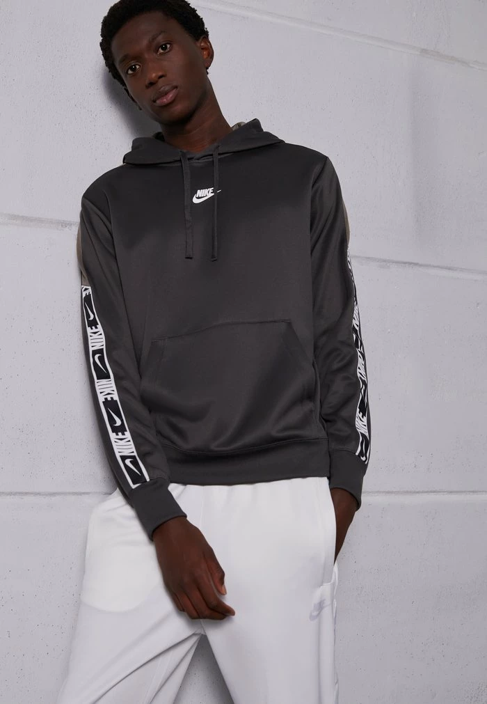 Nike Sportswear REPEAT HOODIE - Hoodie - Medium Ash/olive Grey/white