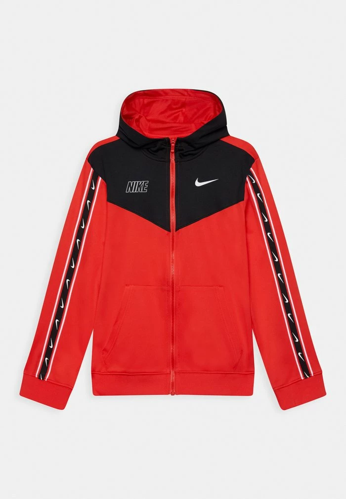 Nike Sportswear REPEAT - Zip-up Sweatshirt - Crimson Black White