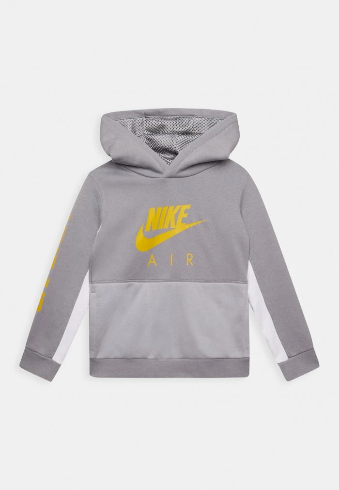 Nike Sportswear AIR HOODIE - Hoodie - Particle Grey/light Smoke Grey/white/(vivid Sulfur)