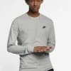 Nike Sportswear CLUB TEE - Long Sleeved Top - Dark Grey Heather/black