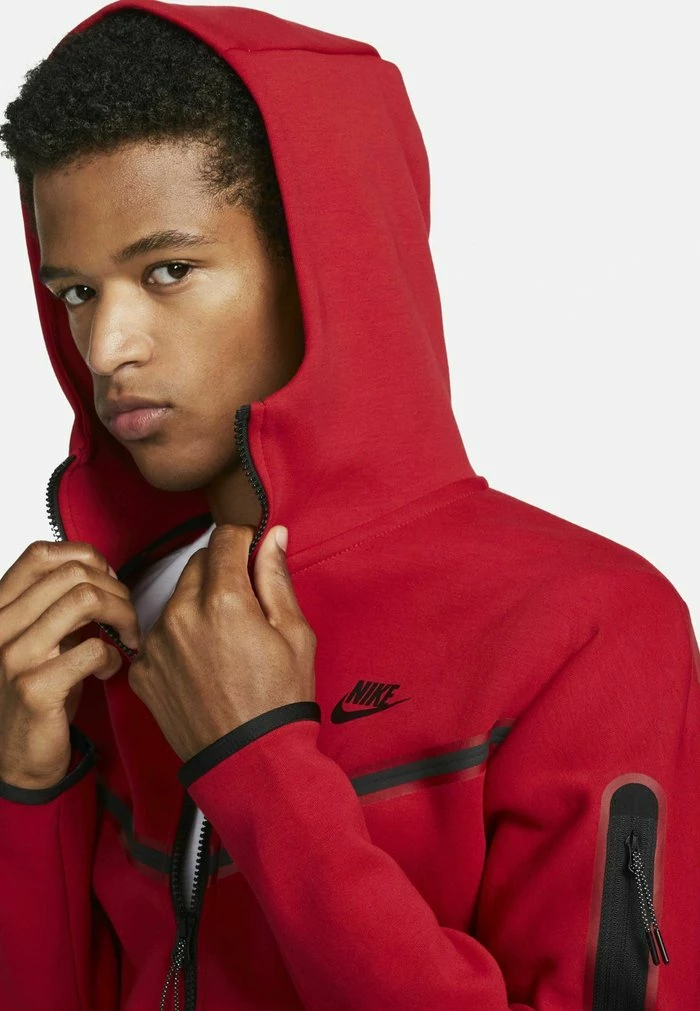 Nike Sportswear HOODIE - Zip-up Sweatshirt - Gym Red Black - Image 4