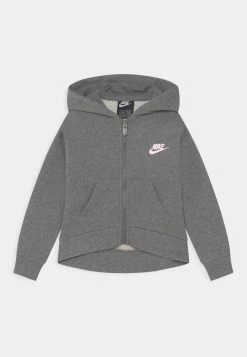 Nike Sportswear CLUB HIGH LOW HOODIE - Zip-up Sweatshirt - Grey Heather