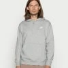 Nike Sportswear CLUB HOODIE - Hoodie - Grey Heather/matte Silver/white