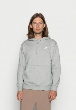 Nike Sportswear CLUB HOODIE - Hoodie - Grey Heather/matte Silver/white