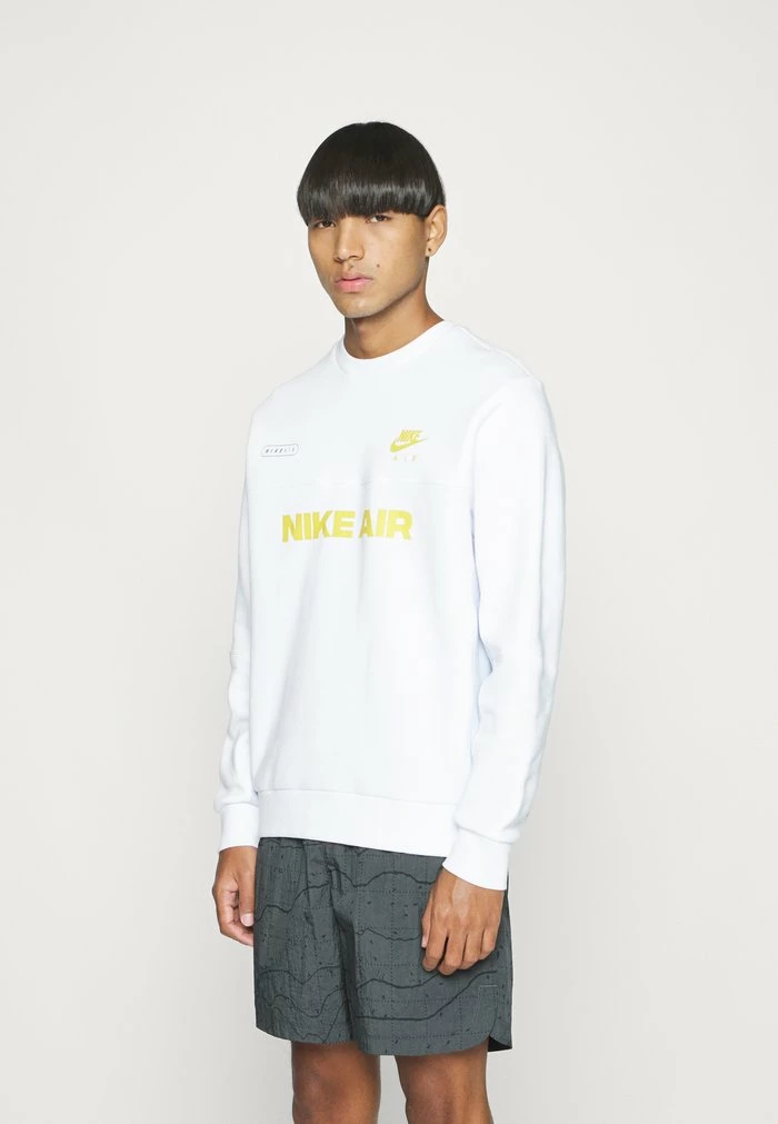 Nike Sportswear AIR CREW - Sweatshirt - White/football Grey/vivid Sulfur - Image 3