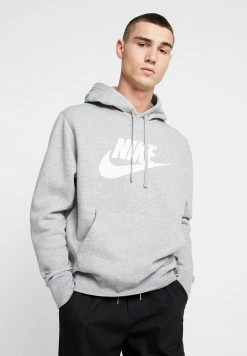 Nike Sportswear CLUB HOODIE - Hoodie - Dark Grey Heather/dark Steel Grey/white