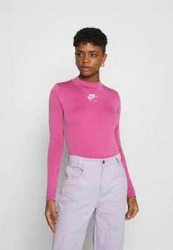 Nike Sportswear AIR MOCK - Long Sleeved Top - Purple Smoke/fireberry/white